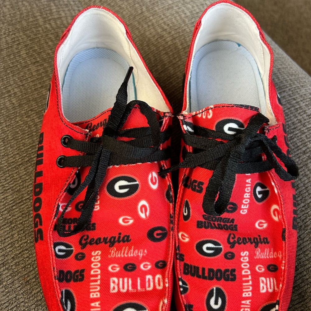Red and Black Sneakers with Team Graphics
